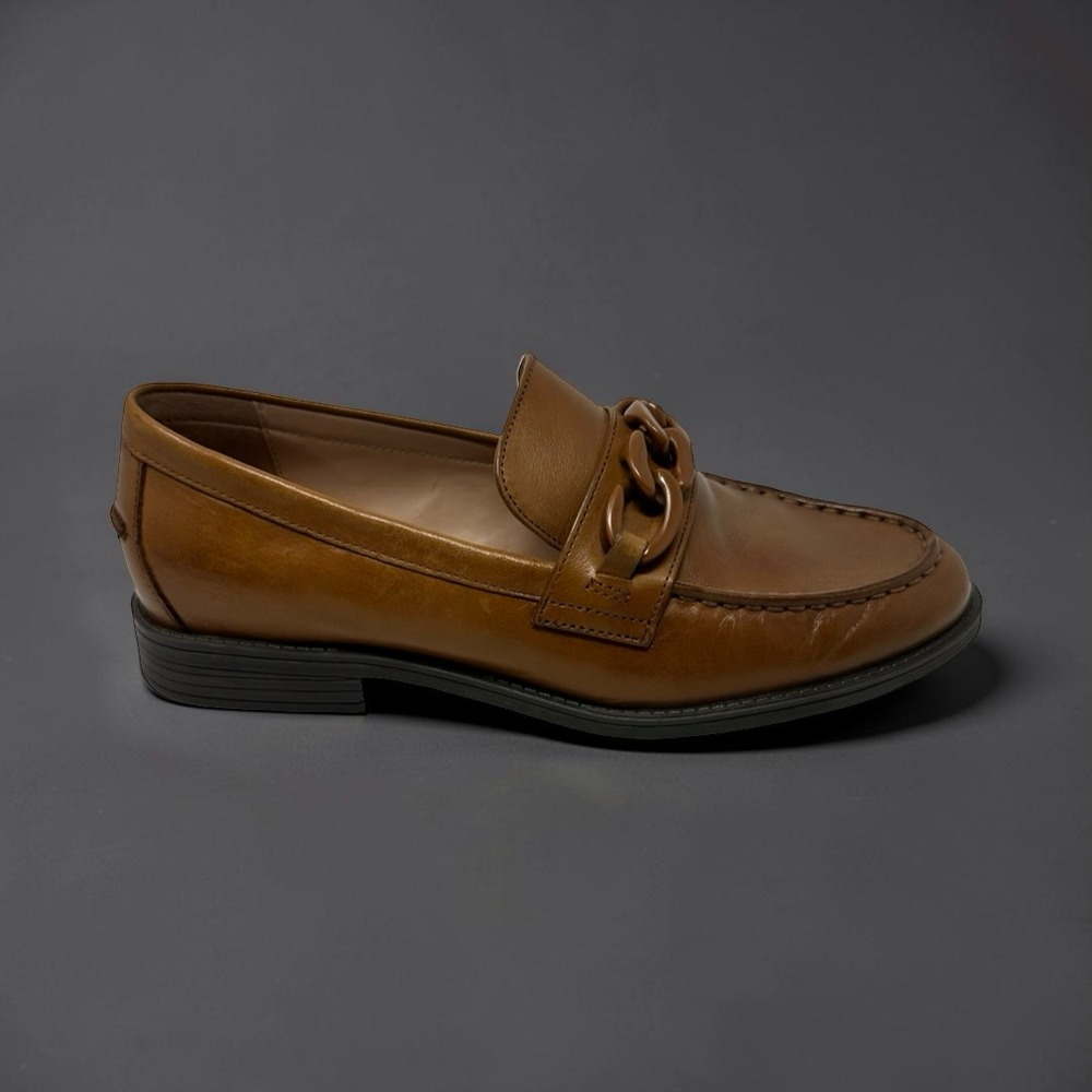 Cole Haan Women's Stassi Chain Loafer Pecan Brown Leather Slip On Flats Size 6B - Picture 2 of 13